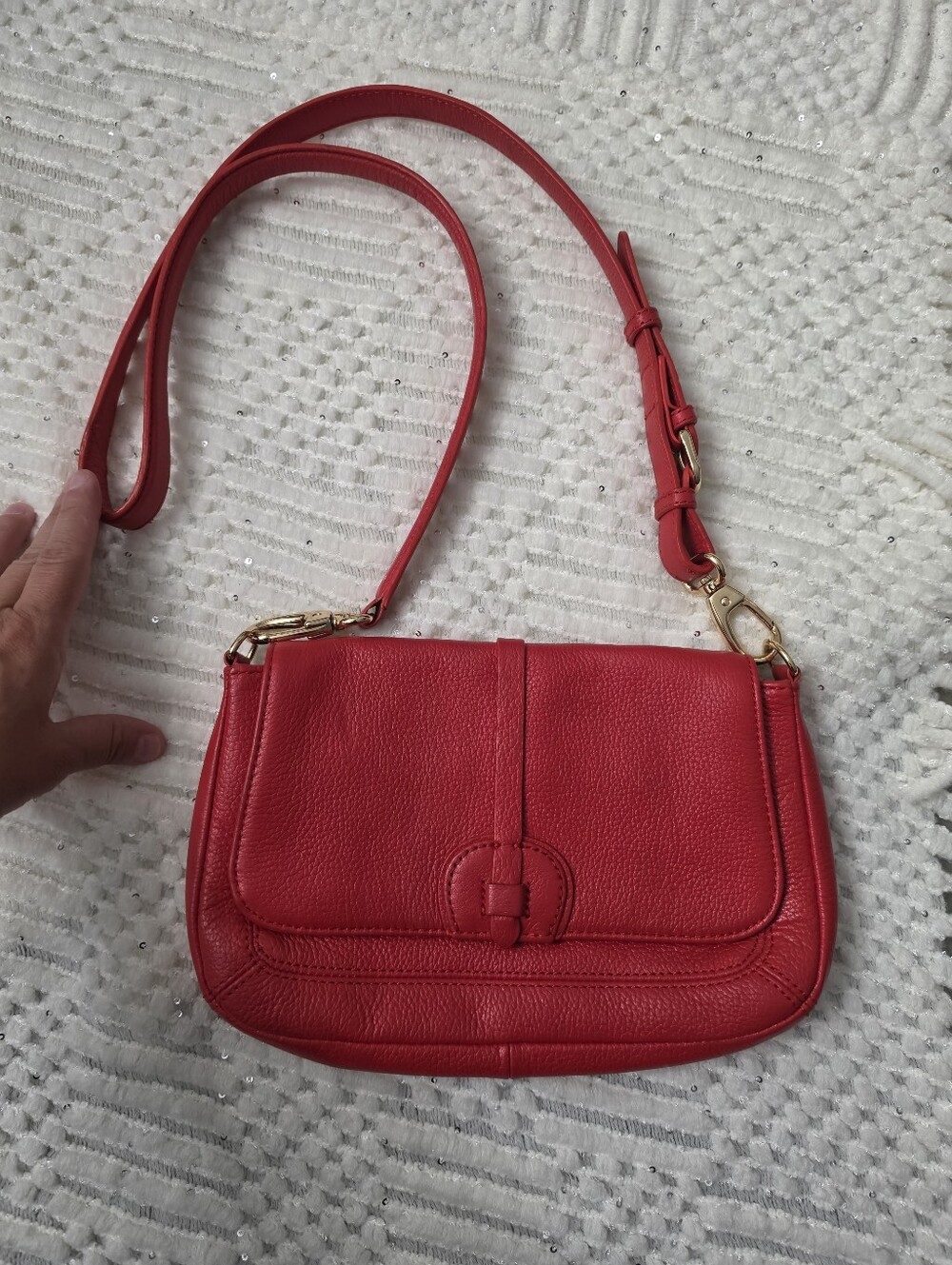 Red Leather Crossbody Shoulder Bag LIKE NEW